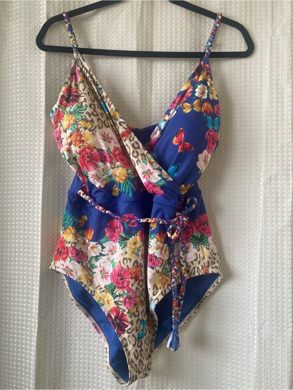 Johnny Was Blue Floral & Butterfly One-Piece Swimsuit